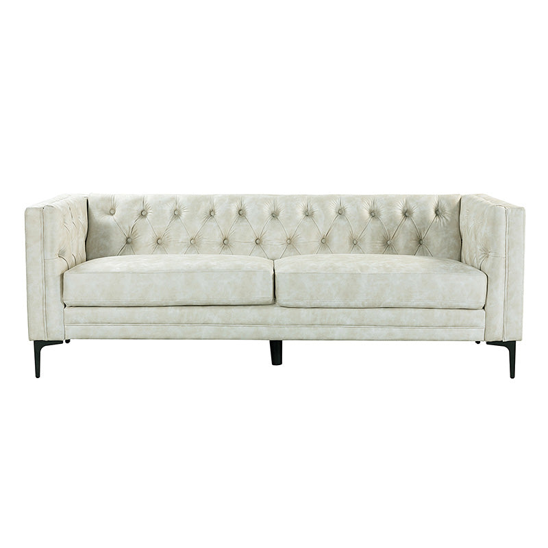 Capsa 84" Vegan Leather Tufted Sofa