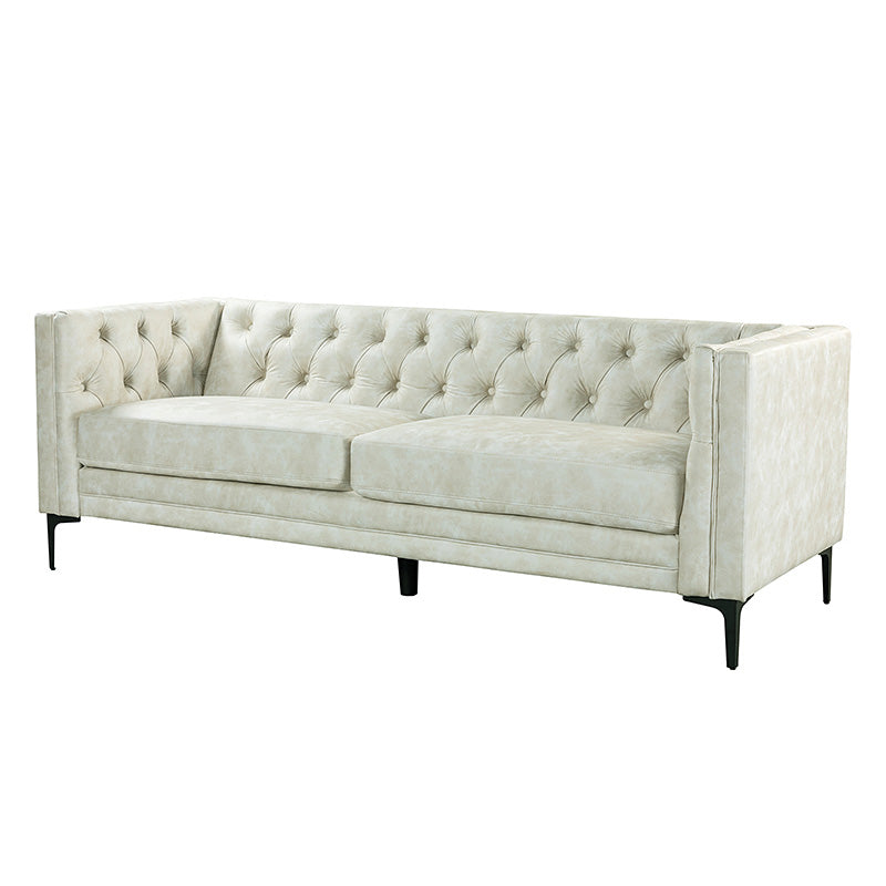 Capsa 84" Vegan Leather Tufted Sofa