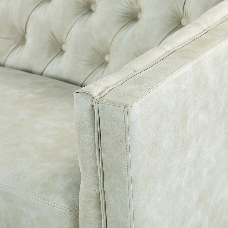 Capsa 84" Vegan Leather Tufted Sofa