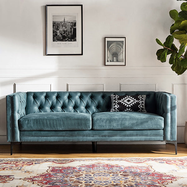 Capsa 84" Vegan Leather Tufted Sofa