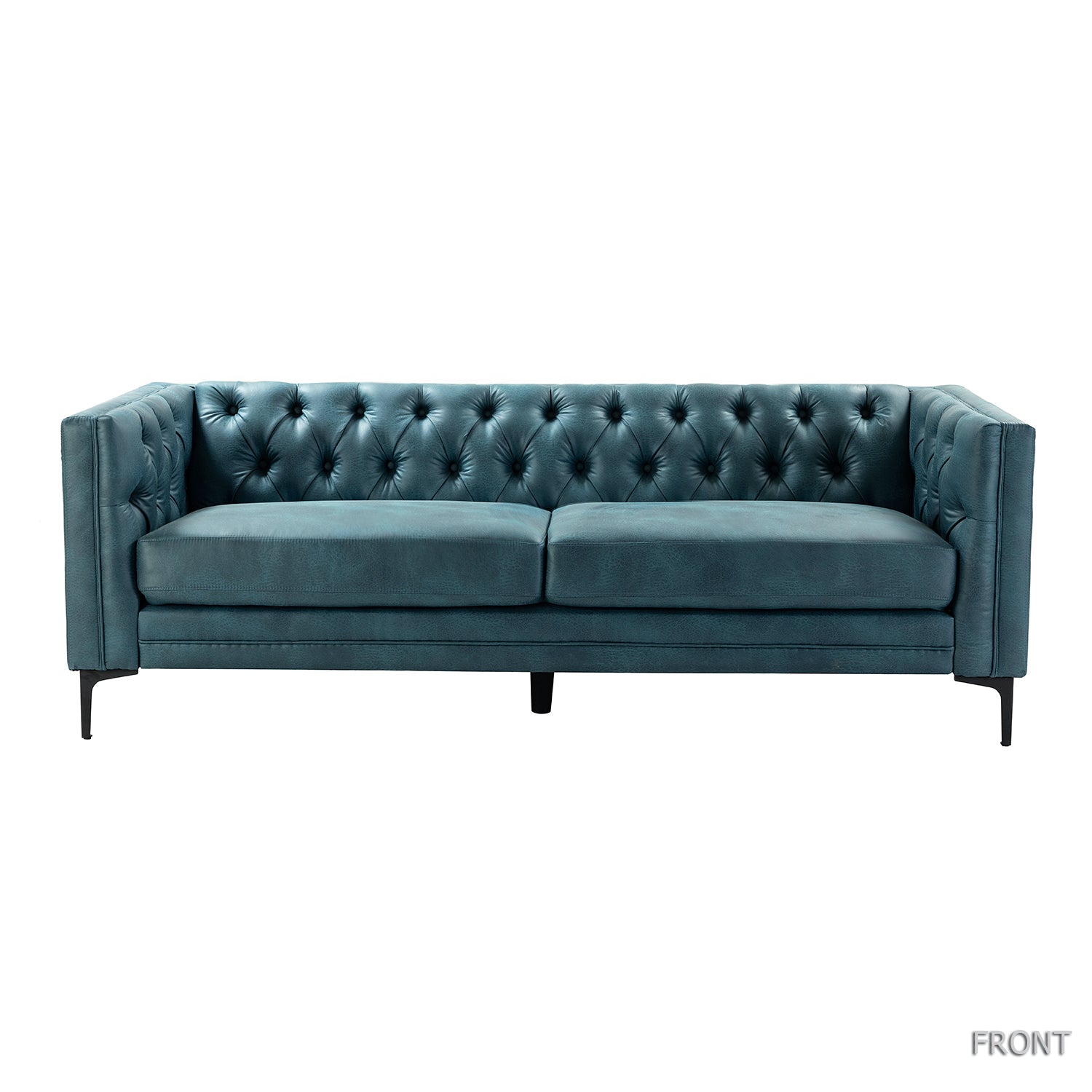 Capsa 84" Vegan Leather Tufted Sofa