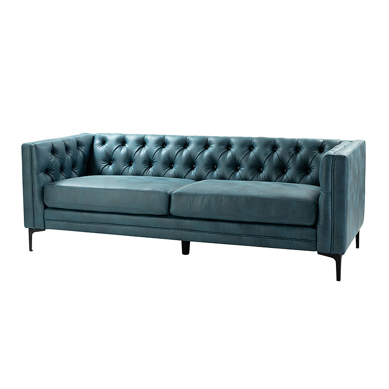 Capsa 84" Vegan Leather Tufted Sofa