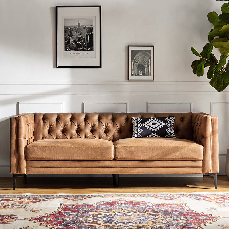 Capsa 84" Vegan Leather Tufted Sofa