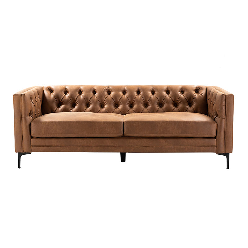 Capsa 83" Vegan Leather Tufted Sofa