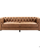 Capsa 84 inch vegan leather tufted sofa in Camel color