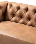 Capsa 84 inch vegan leather tufted sofa in Camel color