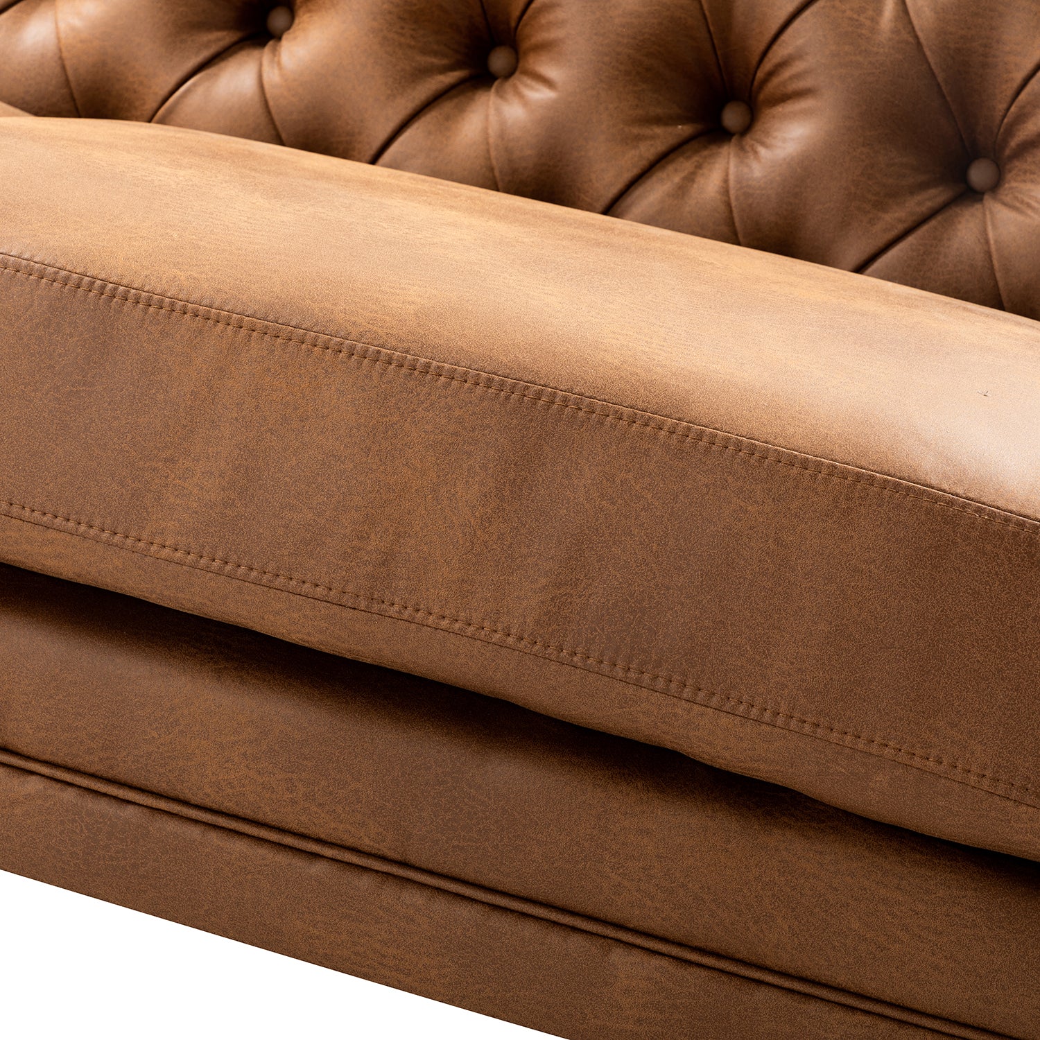 Capsa 84" Vegan Leather Tufted Sofa