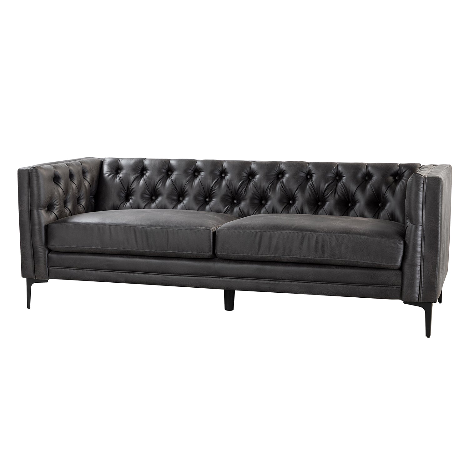 Capsa 84" Vegan Leather Tufted Sofa