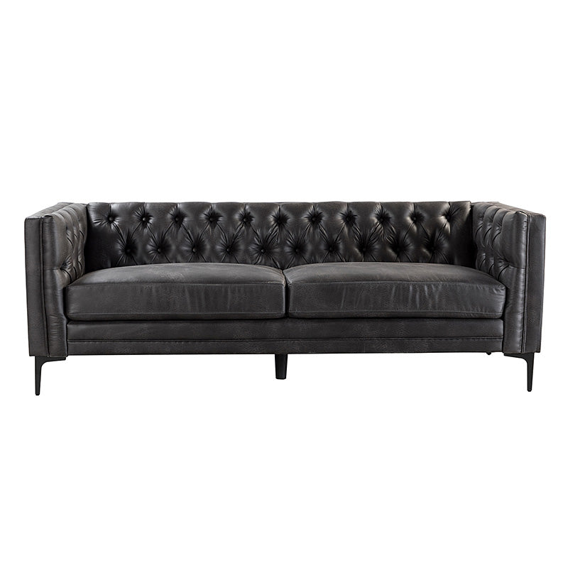 Capsa 84" Vegan Leather Tufted Sofa