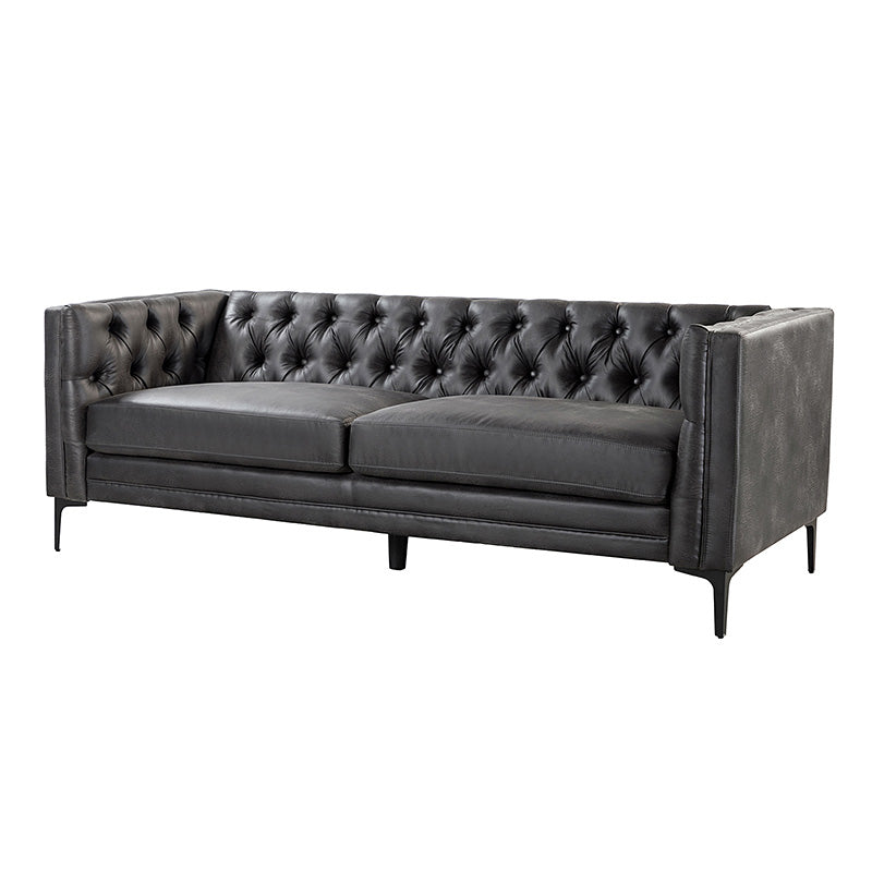 Capsa 84" Vegan Leather Tufted Sofa