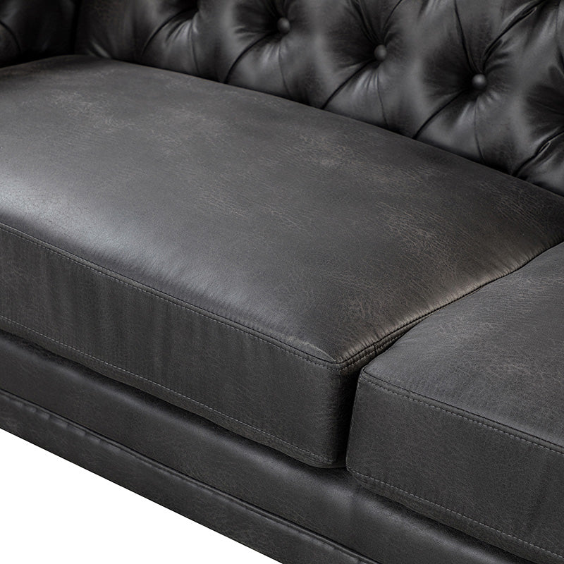 Capsa 84" Vegan Leather Tufted Sofa