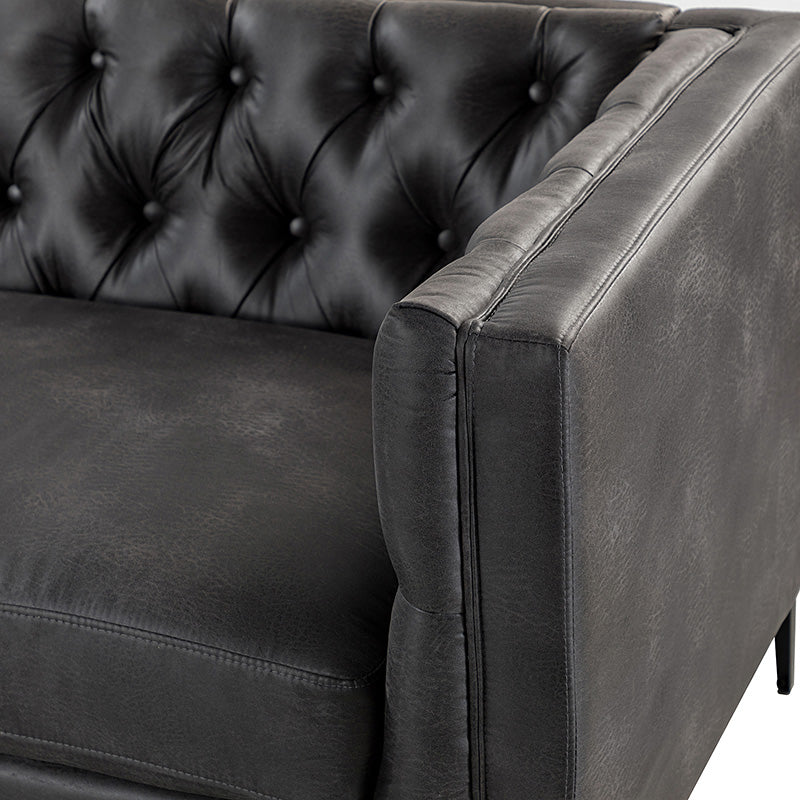 Capsa 84" Vegan Leather Tufted Sofa