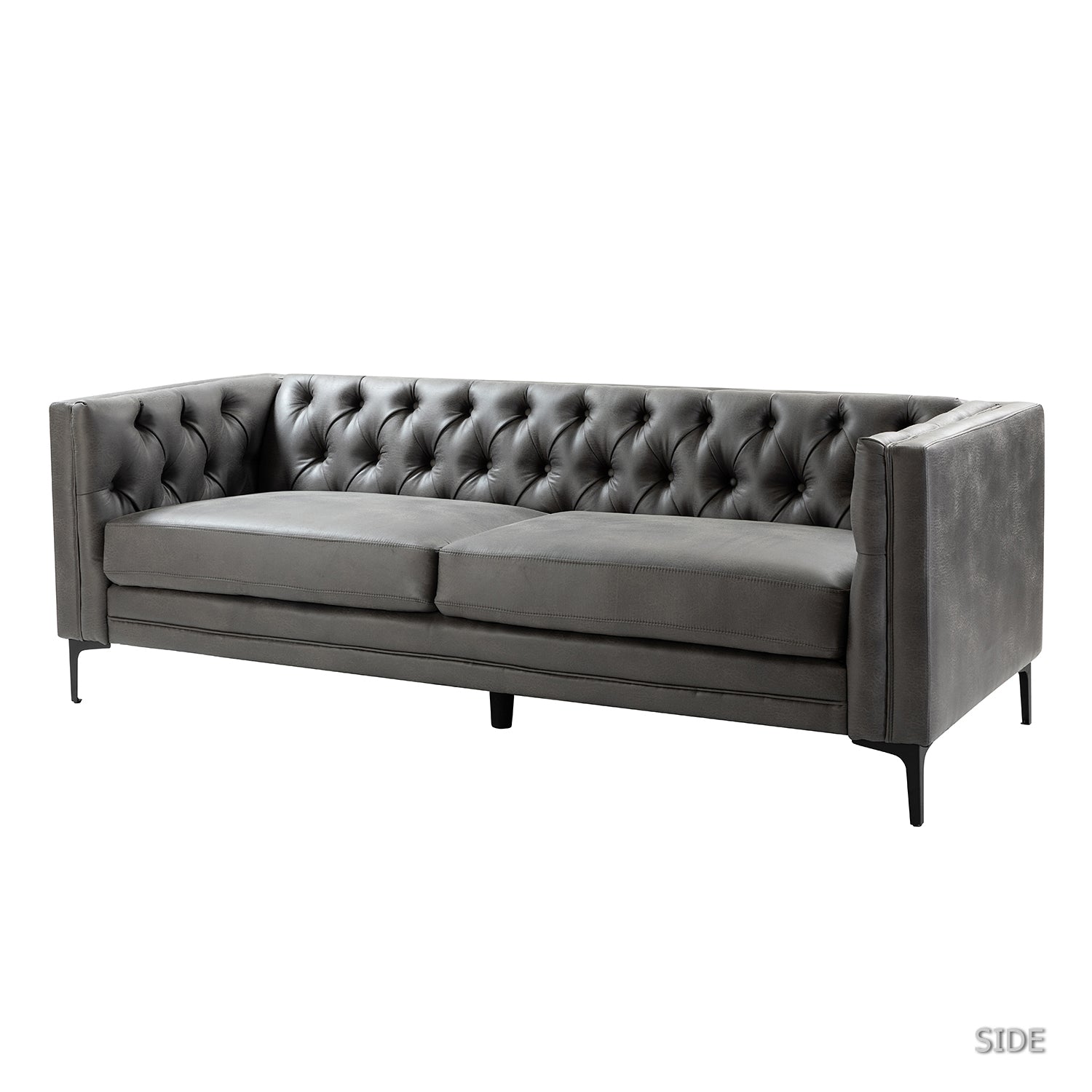 Capsa 84" Vegan Leather Tufted Sofa