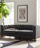 HSFYJH0123-GREY_Capsa 84 inch vegan leather tufted sofa in GREY color