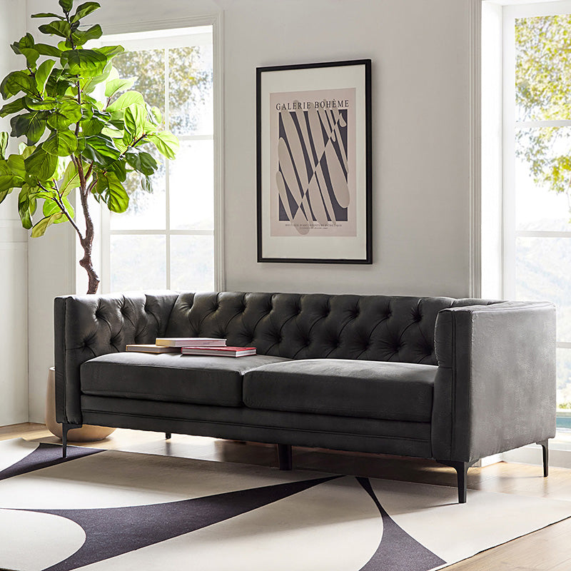 Capsa 84" Vegan Leather Tufted Sofa