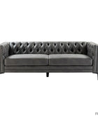 HSFYJH0123-GREY_Capsa 84 inch vegan leather tufted sofa in GREY color