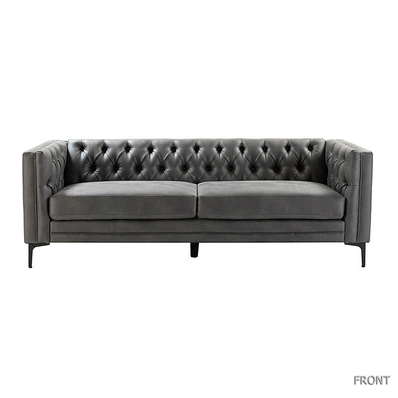 HSFYJH0123-GREY_Capsa 84 inch vegan leather tufted sofa in GREY color