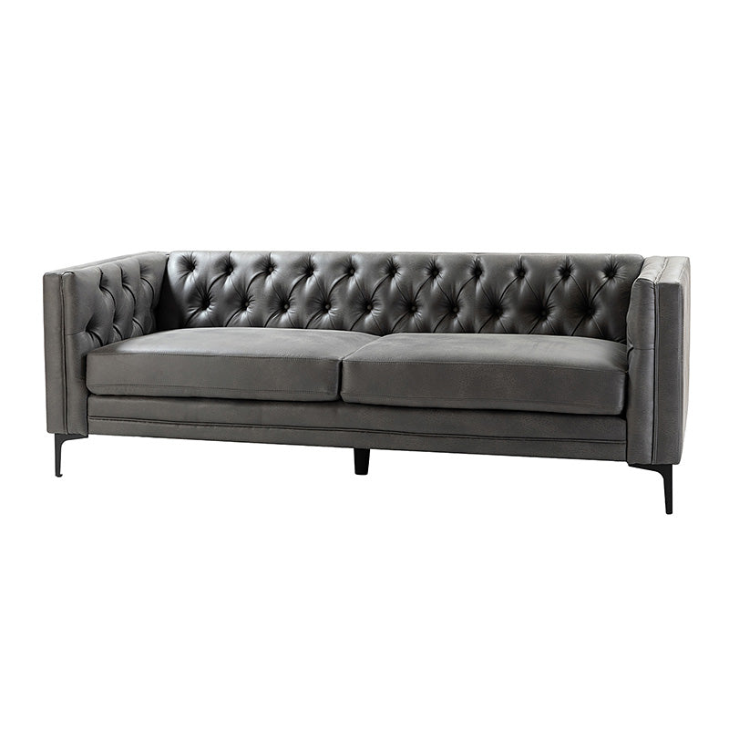 HSFYJH0123-GREY_Capsa 84 inch vegan leather tufted sofa in GREY color