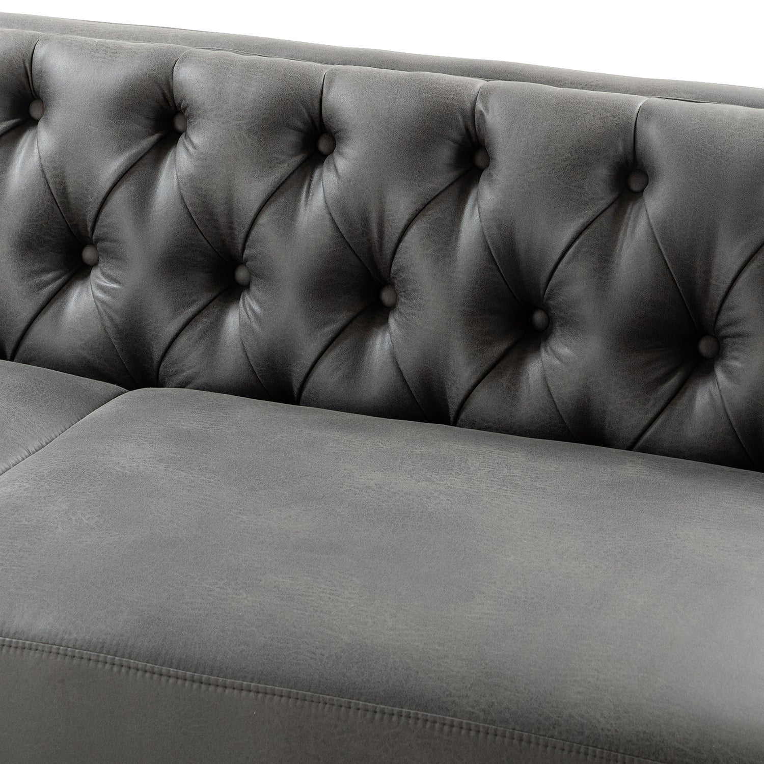 Capsa 84" Vegan Leather Tufted Sofa