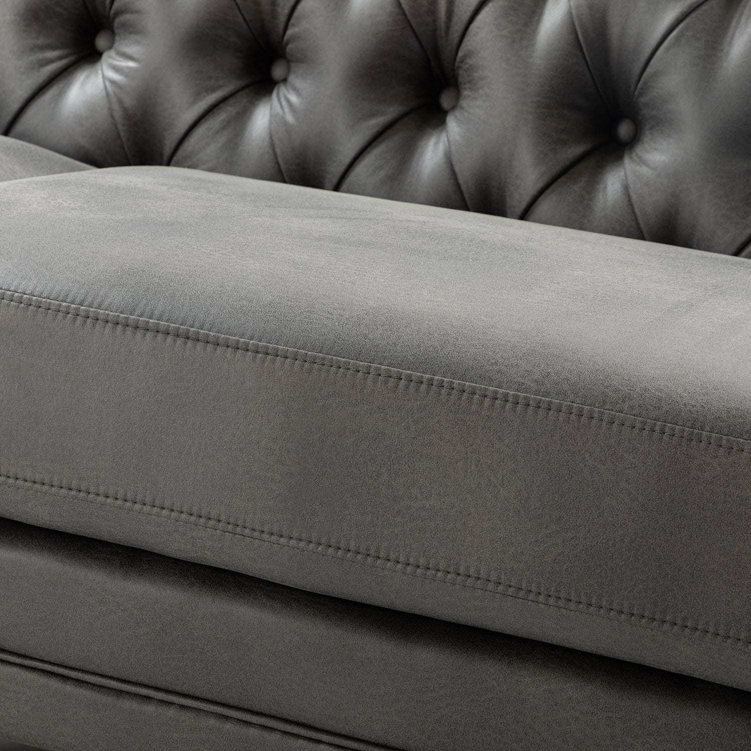 Capsa 84" Vegan Leather Tufted Sofa