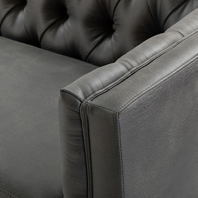 Capsa 84" Vegan Leather Tufted Sofa