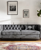 HSFYJH0123-GREY_Capsa 84 inch vegan leather tufted sofa in GREY color