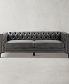 HSFYJH0123-GREY_Capsa 84 inch vegan leather tufted sofa in GREY color