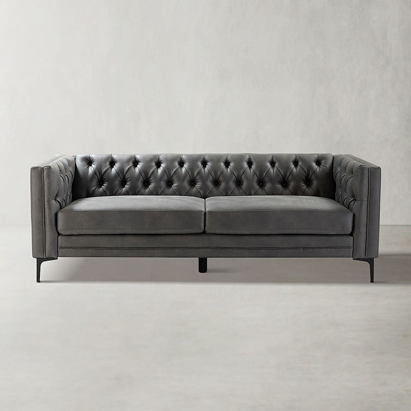 HSFYJH0123-GREY_Capsa 84 inch vegan leather tufted sofa in GREY color