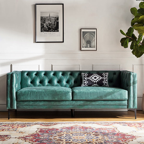 Capsa 84" Vegan Leather Tufted Sofa