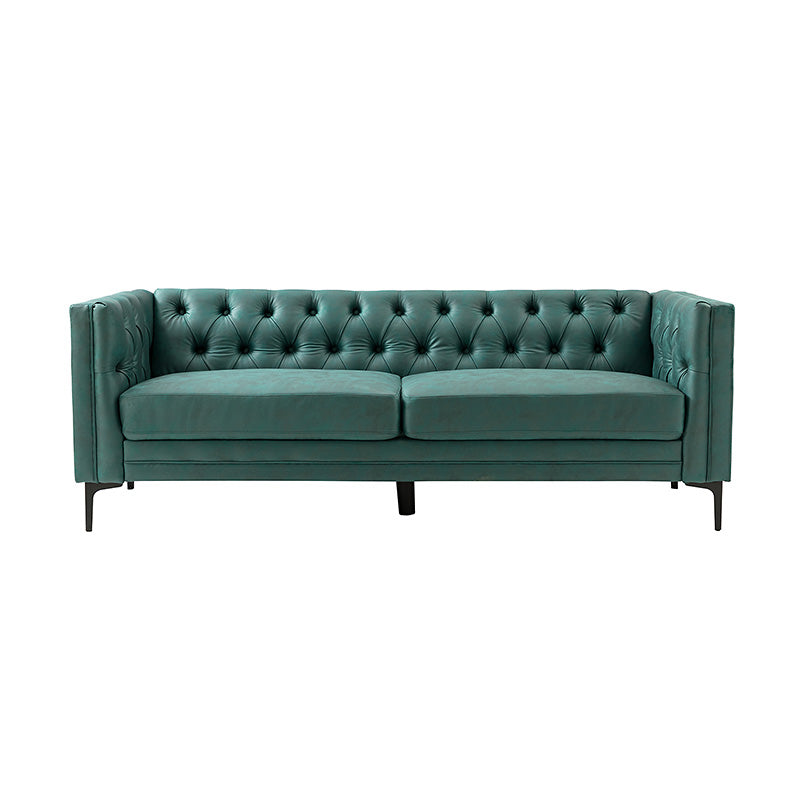 Capsa 84" Vegan Leather Tufted Sofa