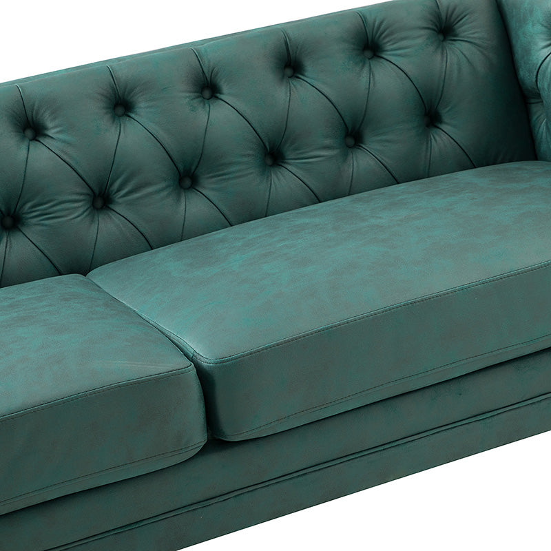 Capsa 84" Vegan Leather Tufted Sofa