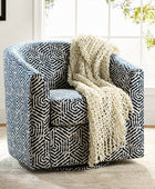 Pablo Modern Swivel Barrel Chair with Upholstered Fabric & Metal Base