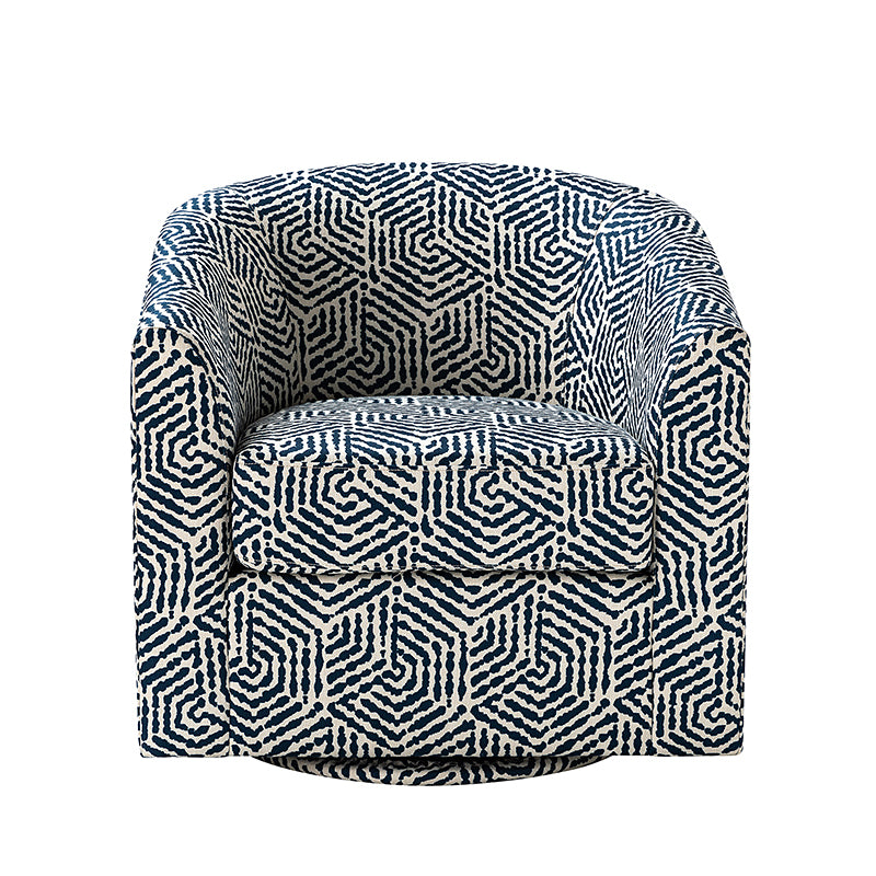 Pablo Modern Swivel Barrel Chair with Upholstered Fabric & Metal Base