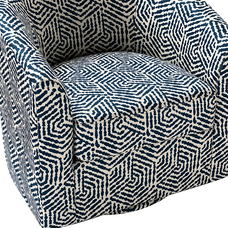 Pablo Modern Swivel Barrel Chair with Upholstered Fabric & Metal Base