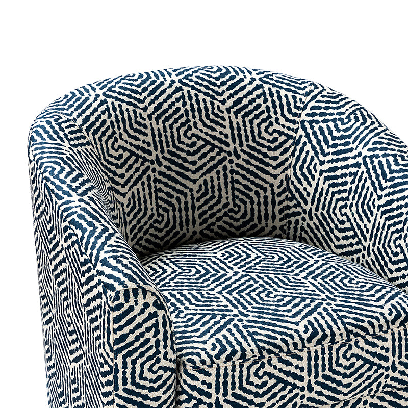 Pablo Modern Swivel Barrel Chair with Upholstered Fabric & Metal Base