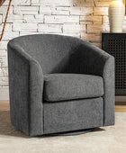 Pablo Modern Swivel Barrel Chair with Upholstered Fabric & Metal Base