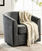 Pablo Modern Swivel Barrel Chair with Upholstered Fabric & Metal Base
