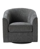 Pablo Modern Swivel Barrel Chair with Upholstered Fabric & Metal Base