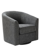 Pablo Modern Swivel Barrel Chair with Upholstered Fabric & Metal Base