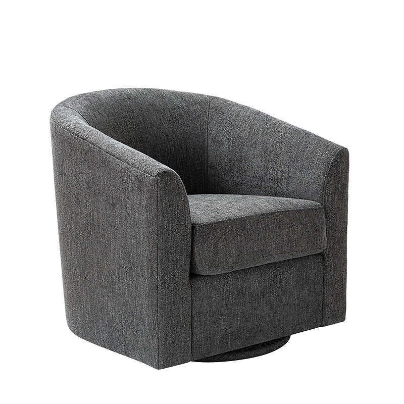 Pablo Modern Swivel Barrel Chair with Upholstered Fabric & Metal Base