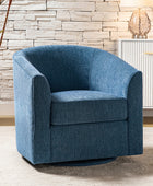 Pablo Modern Swivel Barrel Chair with Upholstered Fabric & Metal Base