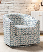 Pablo Modern Swivel Barrel Chair with Upholstered Fabric & Metal Base