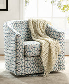 Pablo Modern Swivel Barrel Chair with Upholstered Fabric & Metal Base