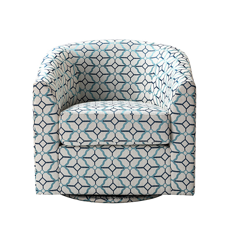 Pablo Modern Swivel Barrel Chair with Upholstered Fabric & Metal Base