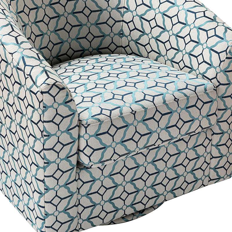 Pablo Modern Swivel Barrel Chair with Upholstered Fabric & Metal Base