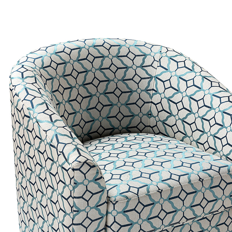 Pablo Modern Swivel Barrel Chair with Upholstered Fabric & Metal Base