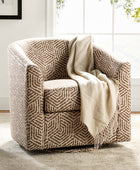 Pablo Modern Swivel Barrel Chair with Upholstered Fabric & Metal Base