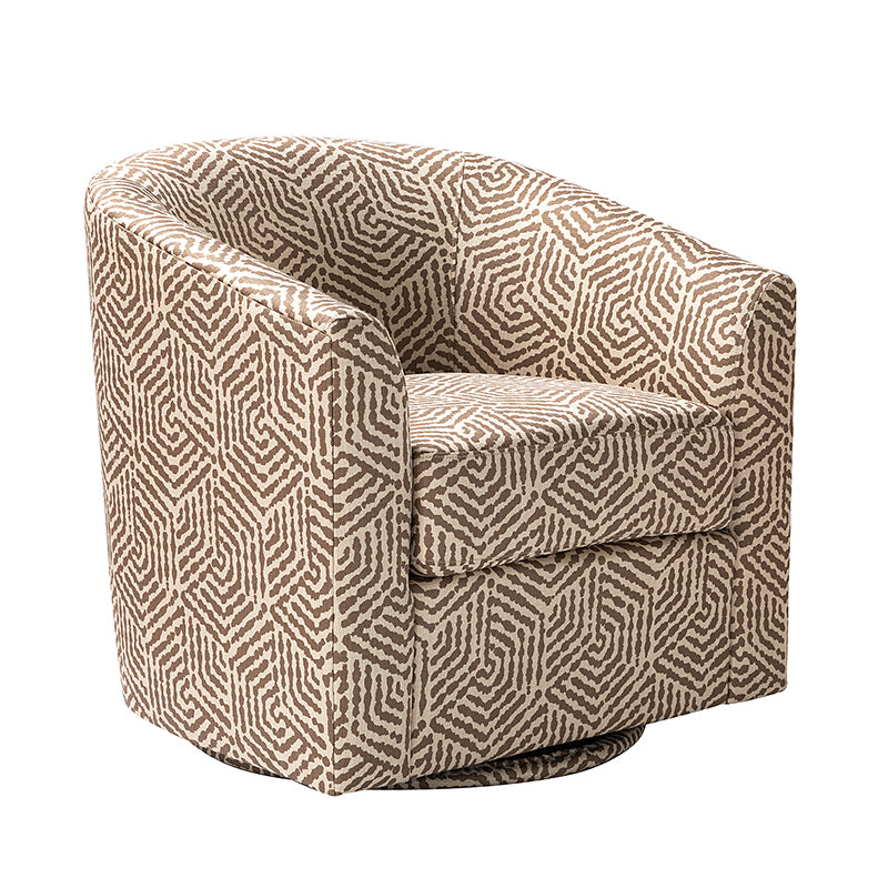 Pablo Modern Swivel Barrel Chair with Upholstered Fabric & Metal Base