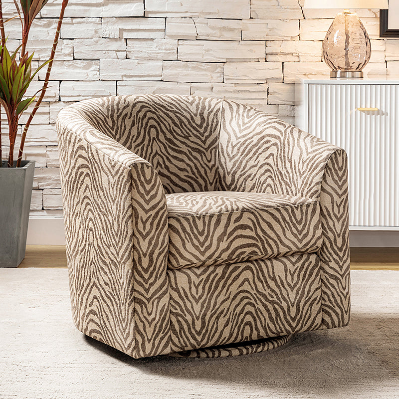 Pablo Modern Swivel Barrel Chair with Upholstered Fabric & Metal Base