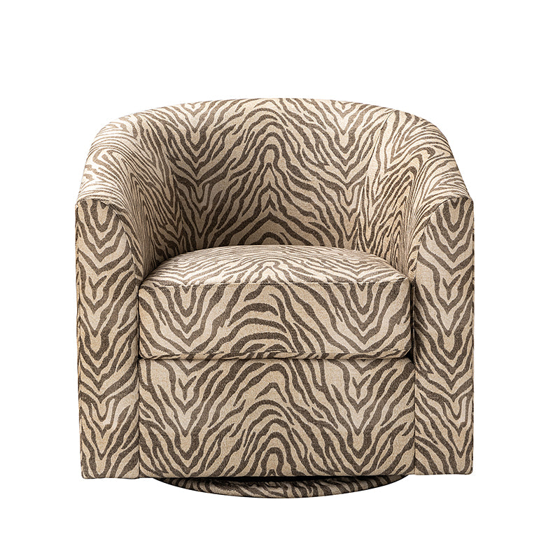 Pablo Modern Swivel Barrel Chair with Upholstered Fabric & Metal Base